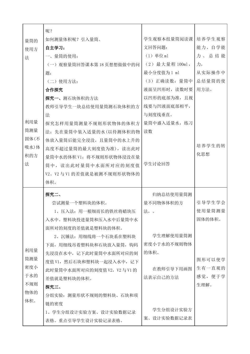 九年级物理 第十一章　多彩的物质世界 四、测量物质的密度名师教案1 人教新课标版_第2页