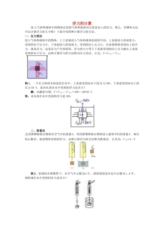 中考物理备考复习 浮力的计算教案-人教版初中九年级全册物理教案