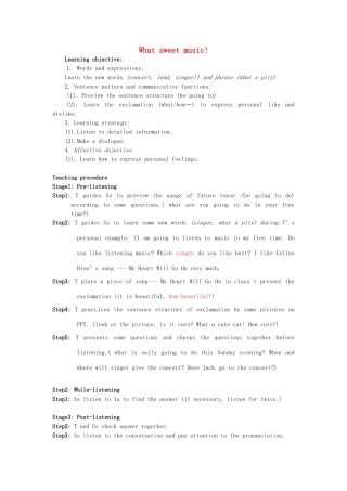 八年级英语上册 Unit 3 Topic 2 What sweet music Section A教案 （新版）仁爱版-（新版）仁爱版初中八年级上册英语教案