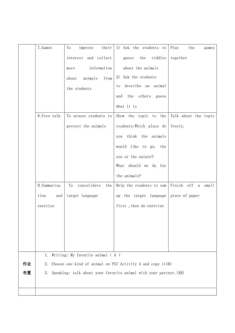 七年级英语上册 Module 9 A trip to the zoo Unit 2 Is it an African elephant 教案 外研版_第3页