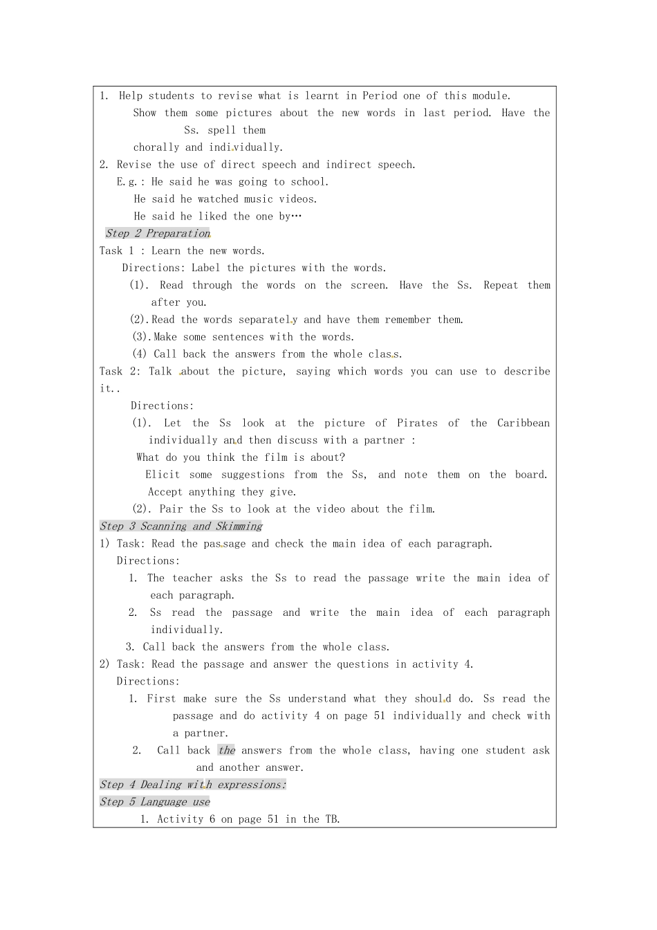 八年级英语下册 Module 6 Entertainment Unit 2 He said it was on at the student cinema教学设计 外研版_第2页