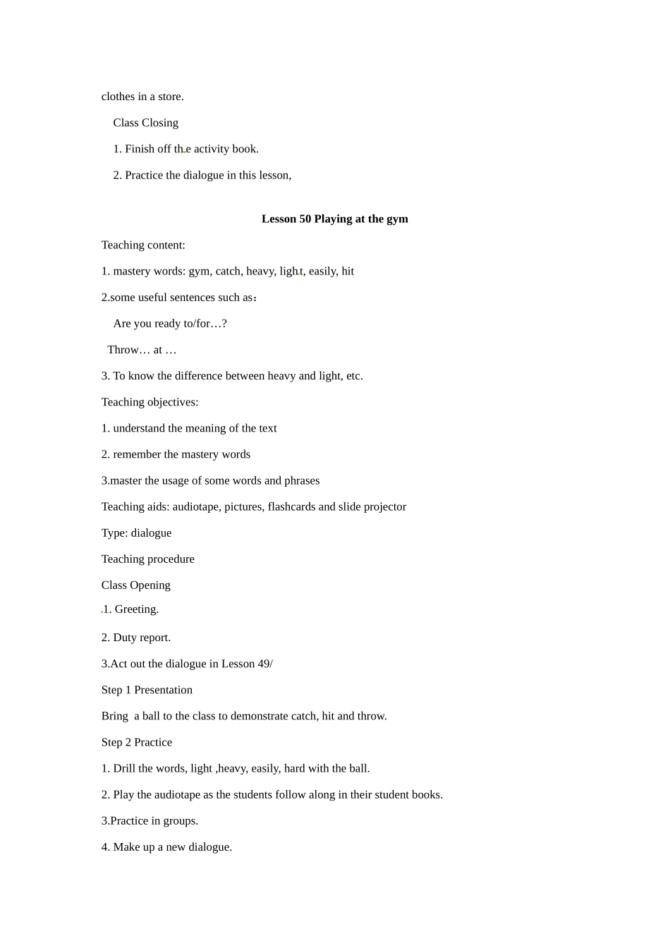 七年级英语下册 Unit7 Sports and good Health Lesson49-Lesson52教案 冀教版_第3页