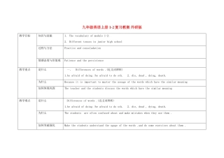 九年级英语上册 1-2复习教案 外研版