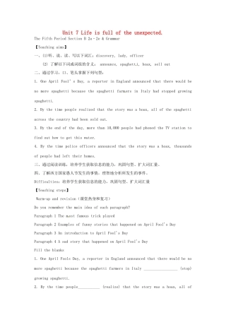 九年级英语全册 Unit 7 Life is full of the unexpected教案5 （新版）鲁教版五四制-鲁教版五四制初中九年级全册英语教案