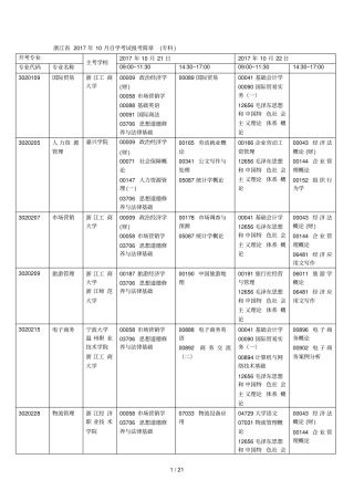 2017年10月自学考试报考简章专科