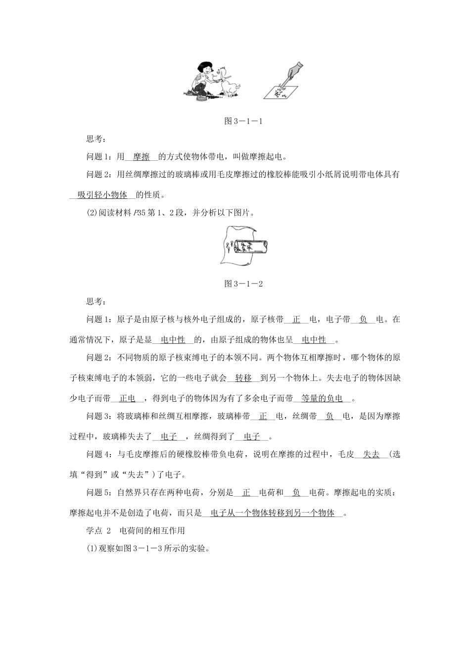 九年级物理上册 第三章 1电现象教案 （新版）教科版-（新版）教科版初中九年级上册物理教案_第2页