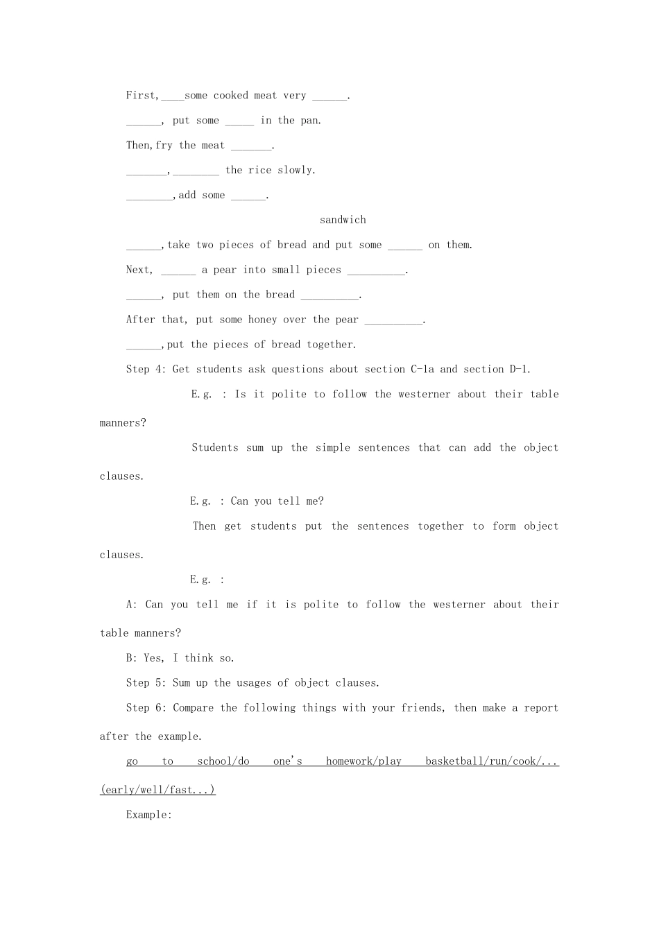 八年级英语下册 Unit 7 Food Festival Topic 2 I’m not sure whether I can cook it well Section A教案 （新版）仁爱版-（新版）仁爱版初中八年级下册英语教案_第2页