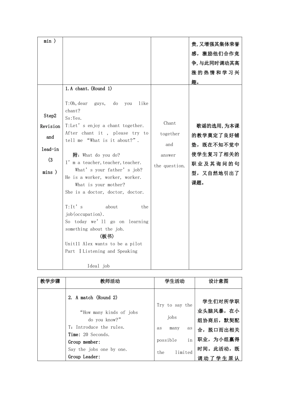 七年级英语下册 Unit11 Alex Wants to Be a Pilot Part I教案 北京课改版_第3页