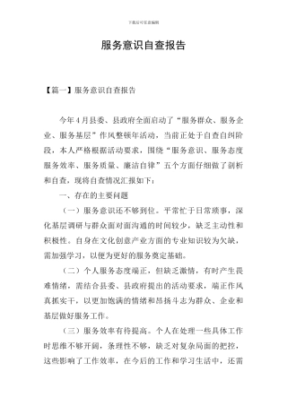 服务意识自查报告