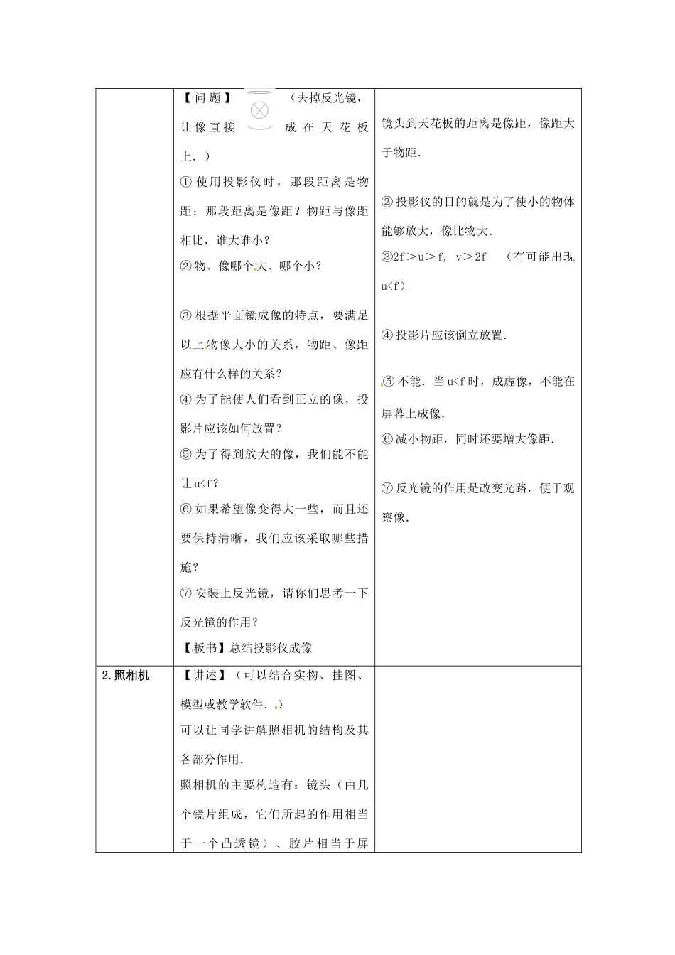 八年级物理下册 6.3《生活中的透镜》教案1 北师大版_第2页