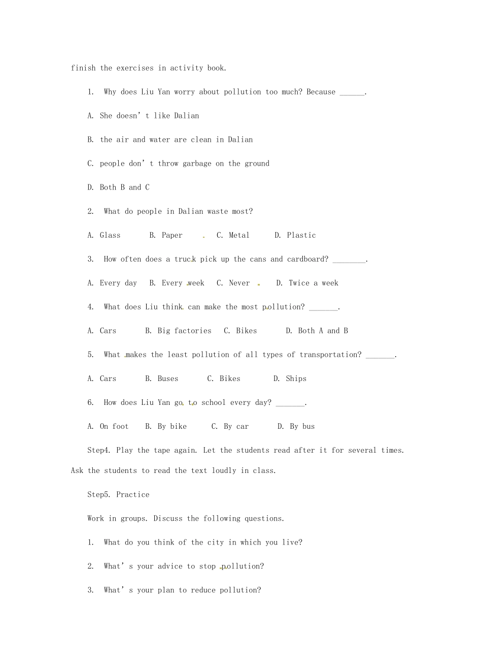 八年级英语下册 Unit 8 Save Our World Lesson 46 Protect Our Environment教案 （新版）冀教版-（新版）冀教版初中八年级下册英语教案_第2页