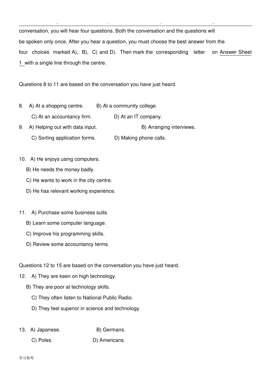 2017年6月大学英语四级真题试卷与答案第2套_第3页