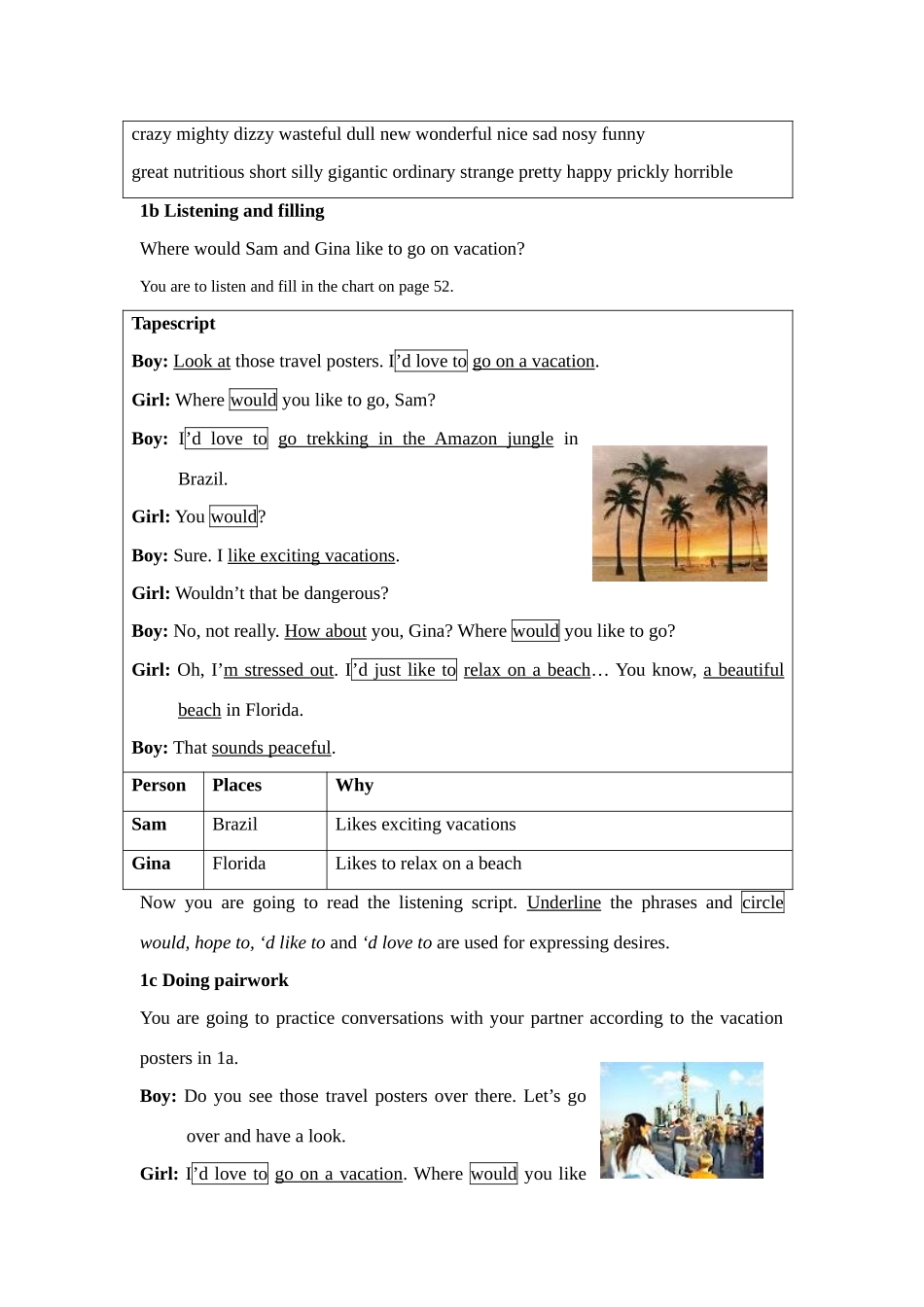 人教新目标九年级英语Unit7 Where would you like to visit全英精品教案_第2页