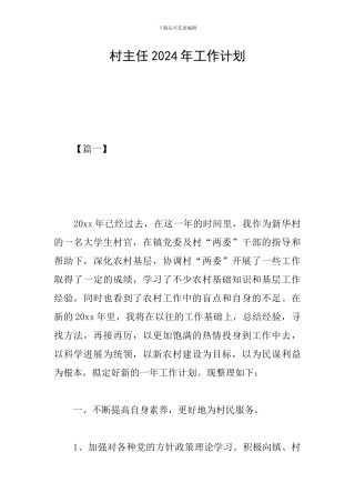 村主任2024年工作计划