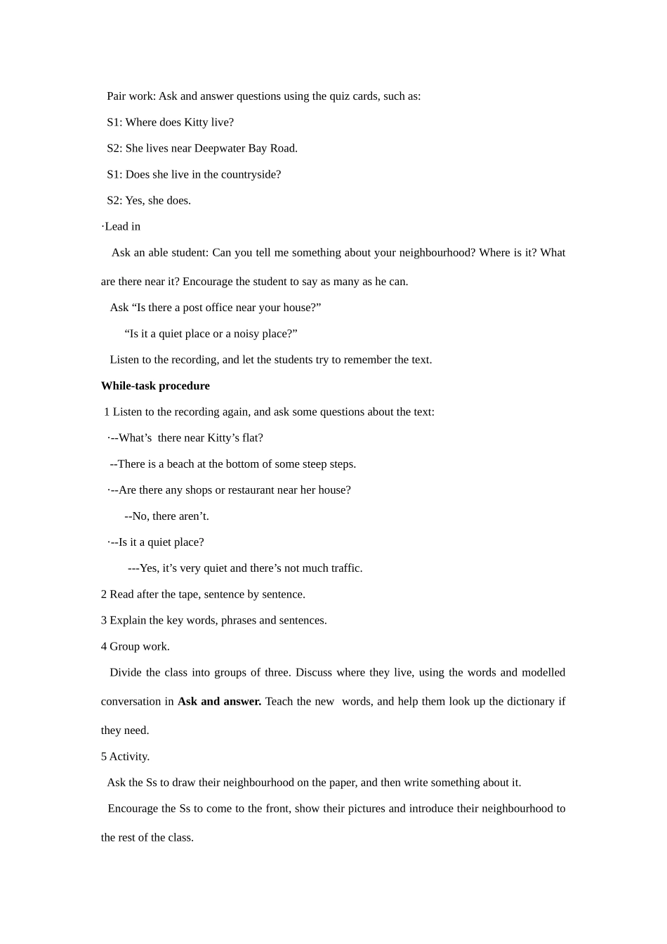 七年级英语下册 Module 2 Unit 3 Different places（2）教案 牛津沈阳版_第3页