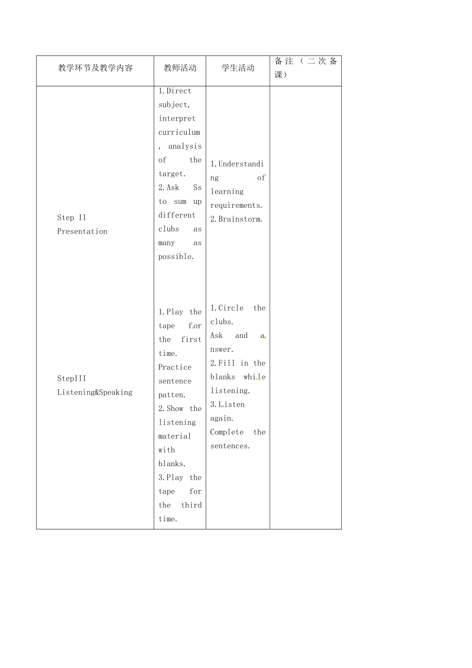 七年级英语下册《Unit 1 Can you play the guitar Section A（2a-2d）》教学设计 （新版）人教新目标版-（新版）人教新目标版初中七年级下册英语教案_第3页