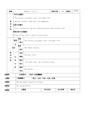 七年级英语module5-unit2 教案外研社
