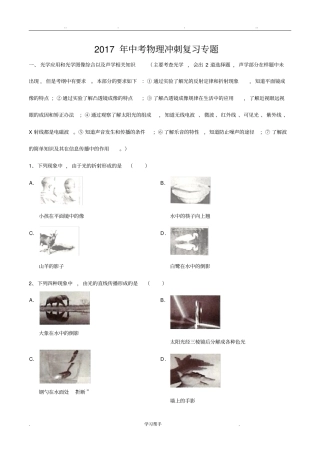 2017年中考物理冲刺专题复习