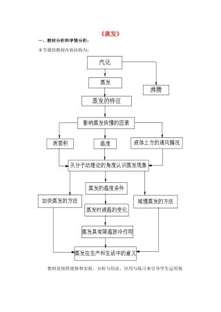 九年级物理下册《18.3 蒸发》教学设计 鲁教版五四制-鲁教版五四制初中九年级下册物理教案