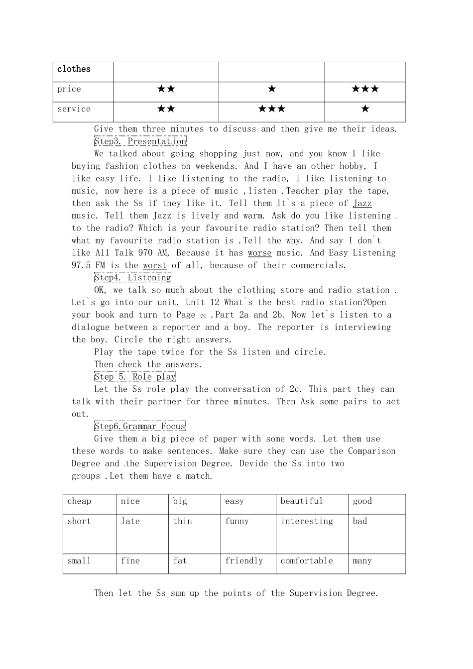 七年级英语下册：Unit 9 What’s the best radio station？（教案4）鲁教版_第2页