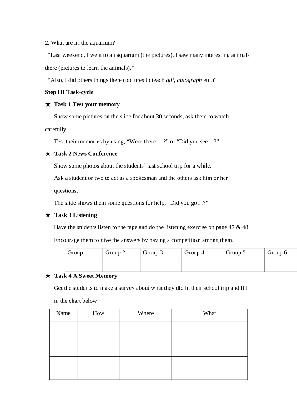七年级英语下册：Unit 4 How was your school trip？（教案3）鲁教版_第2页