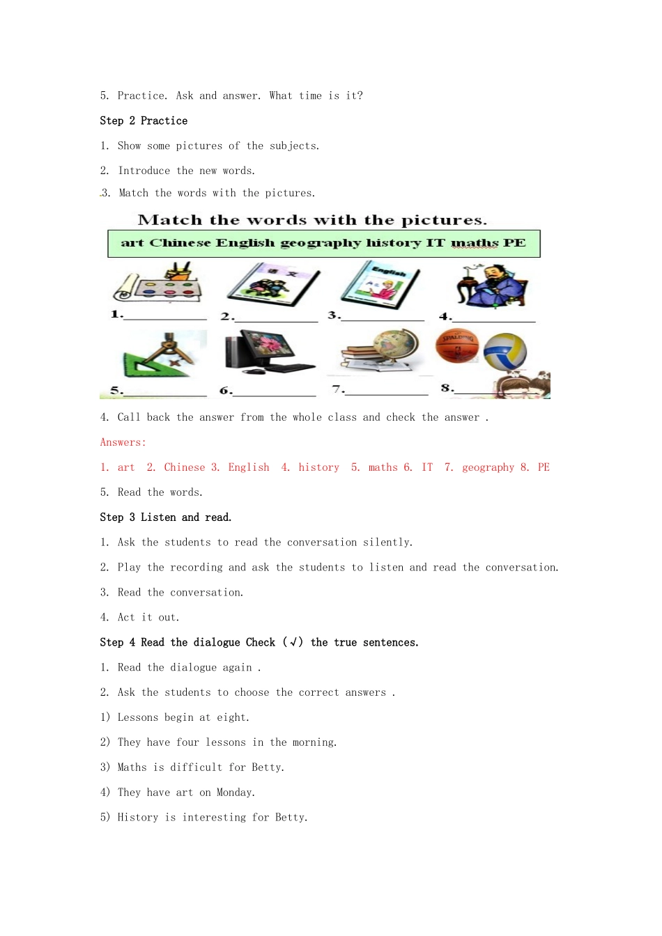天津市武清区杨村第五中学七年级英语上册《Module 5 My school day Unit 1 I love history.》教案 （新版）外研版_第3页