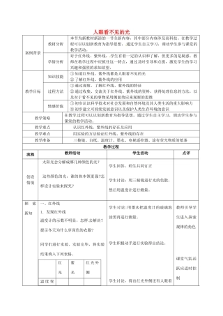 八年级物理上册《3.2 人眼看不见的光》教案 苏科版-苏科版初中八年级上册物理教案