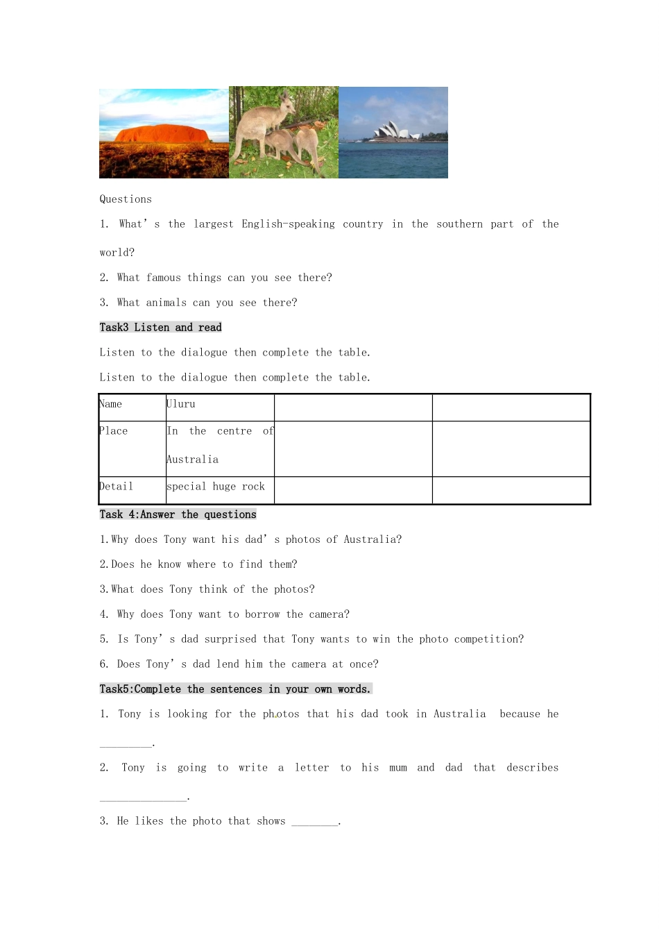 九年级英语上册 Module 7 Unit 1 I’m looking for the photos that you took in Australia教案 外研版_第2页