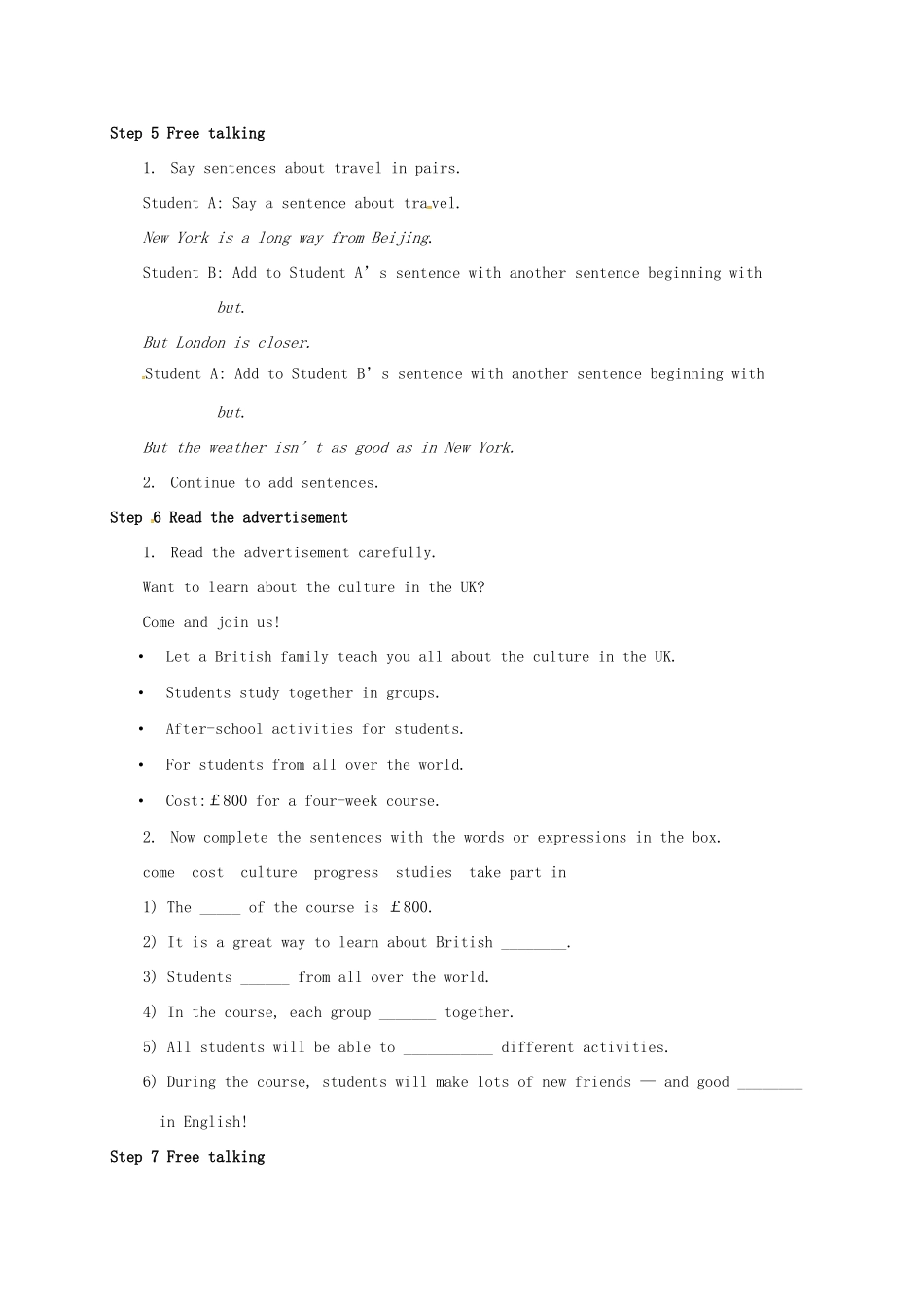 学年八年级英语下册 Module 7 Summer in Los Angeles Unit 3 Language in use教案 （新版）外研版-（新版）外研版初中八年级下册英语教案_第3页