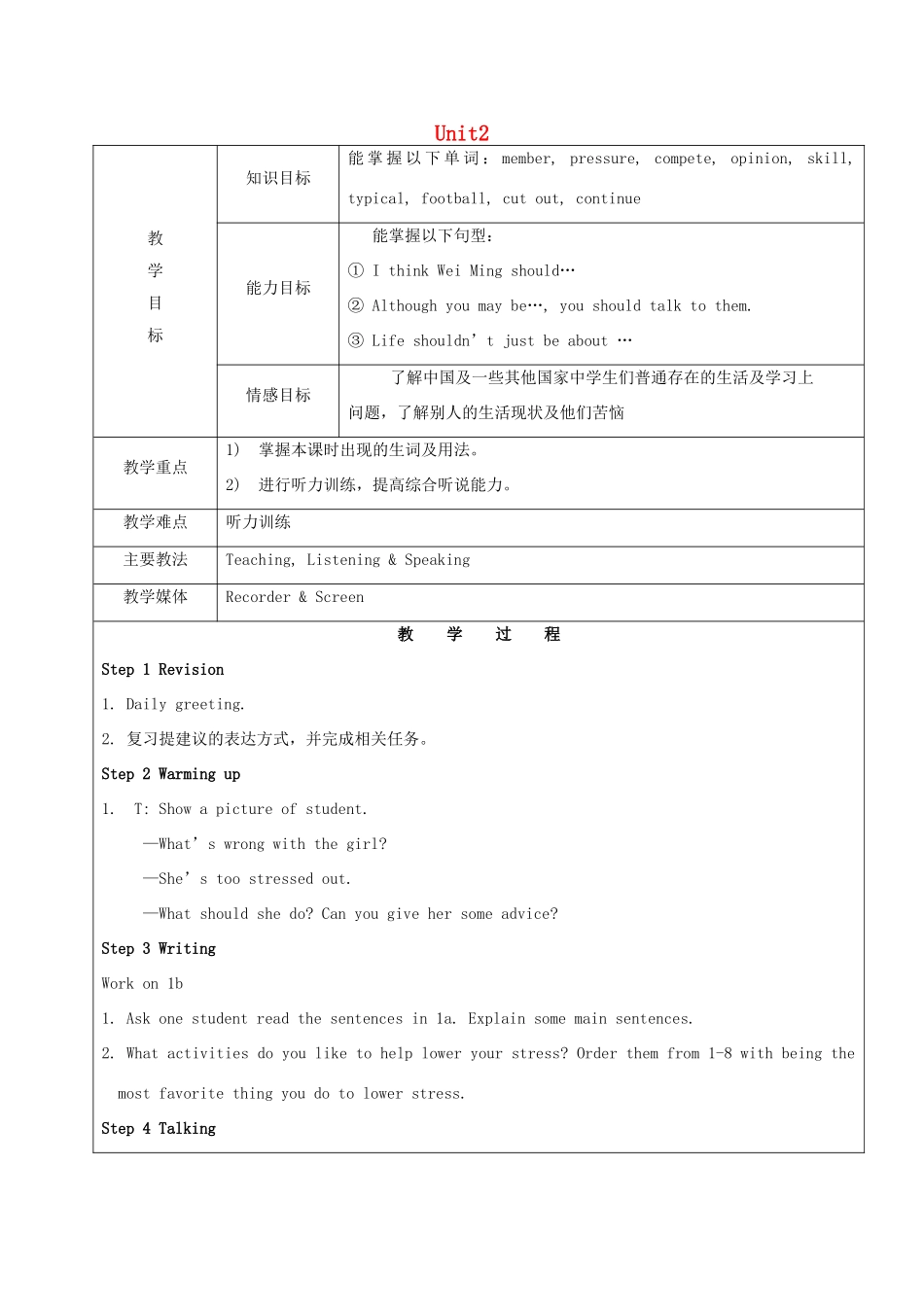 七年级英语下册 Unit 2 I'm going to study computer science Section B1（1a-2e）教案 鲁教版五四制-鲁教版五四制初中七年级下册英语教案_第1页