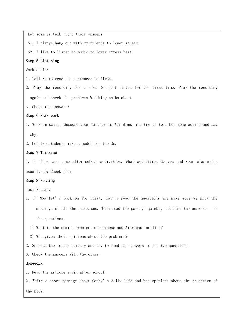 七年级英语下册 Unit 2 I'm going to study computer science Section B1（1a-2e）教案 鲁教版五四制-鲁教版五四制初中七年级下册英语教案_第2页