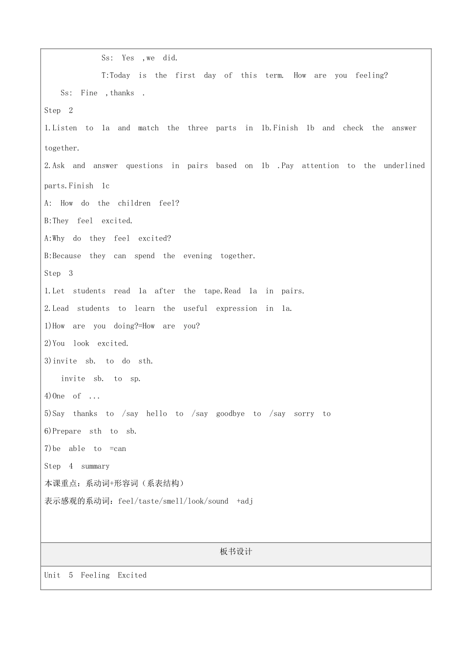 八年级英语下册 Unit 5 Topic 1 You look excited Section A教学设计 （新版）仁爱版-（新版）仁爱版初中八年级下册英语教案_第2页