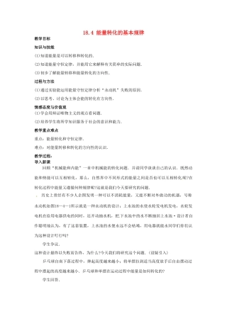 九年级物理下册 18.4 能量转化的基本规律教案1 苏科版