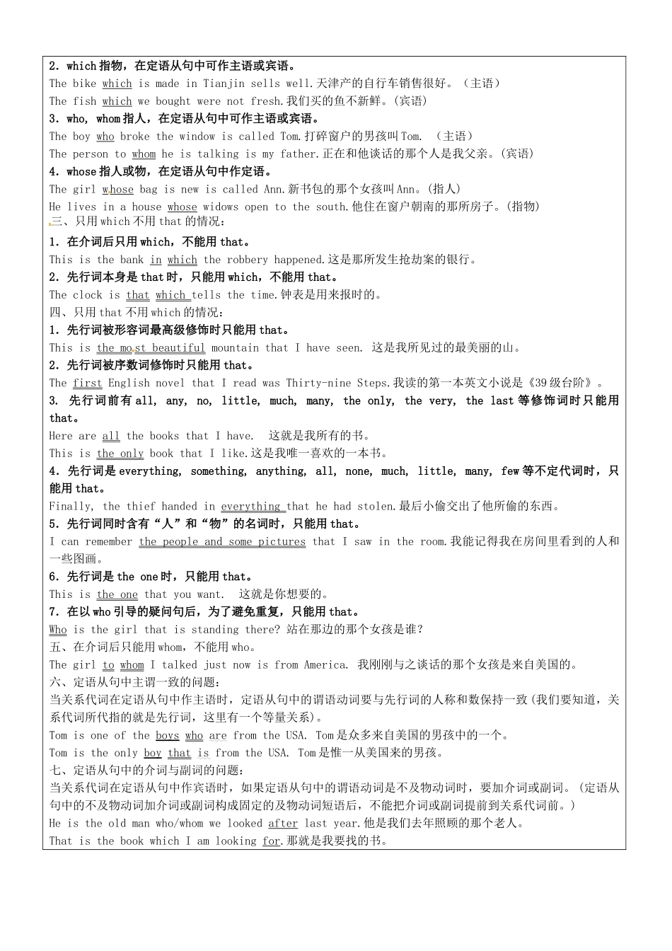 北京龙文环球教育科技有限公司扬州分公司中考复习《定语从句》教学案_第2页