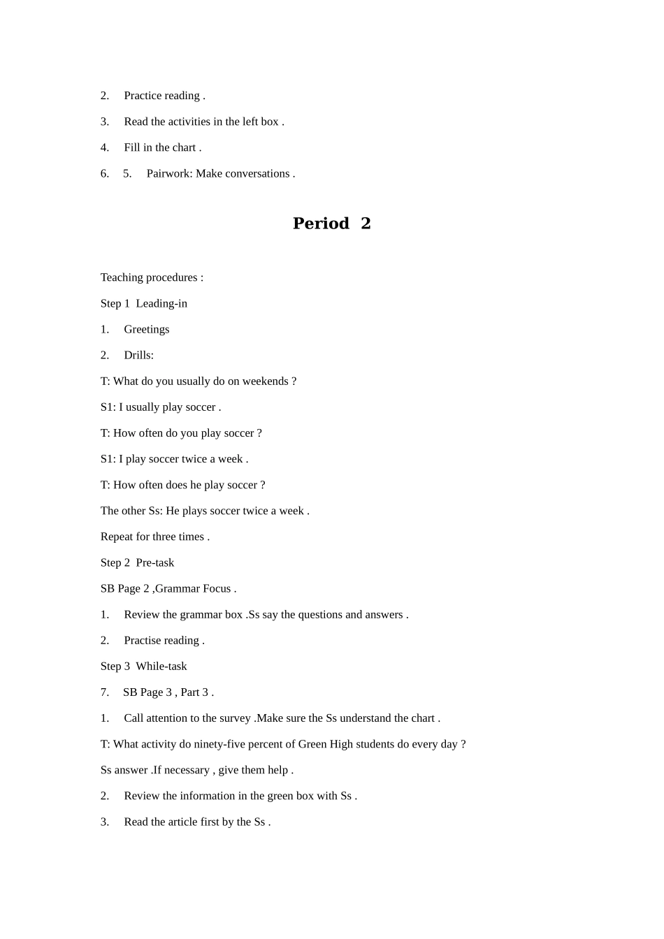 八年级英语 Unit 1 How often do you exercise 教案人教新目标版_第3页