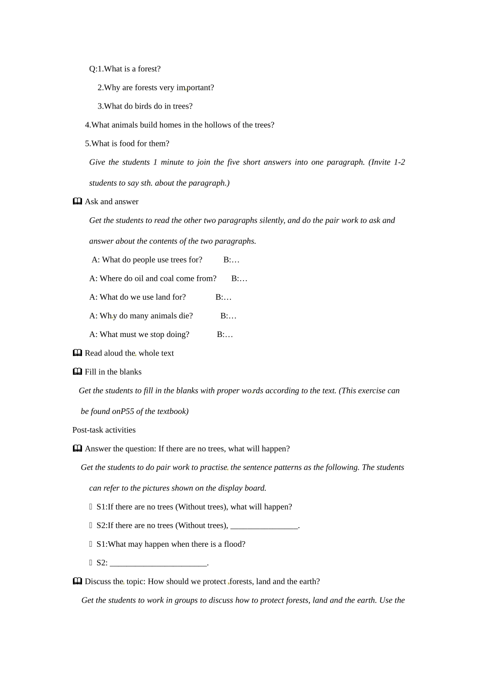 七年级英语：Module 3 Unit 4 Forests and land Period 2教案上海牛津版_第2页
