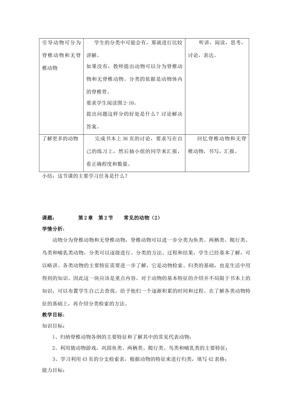 七年级科学上册《常见的动物》教案8 浙教版_第3页