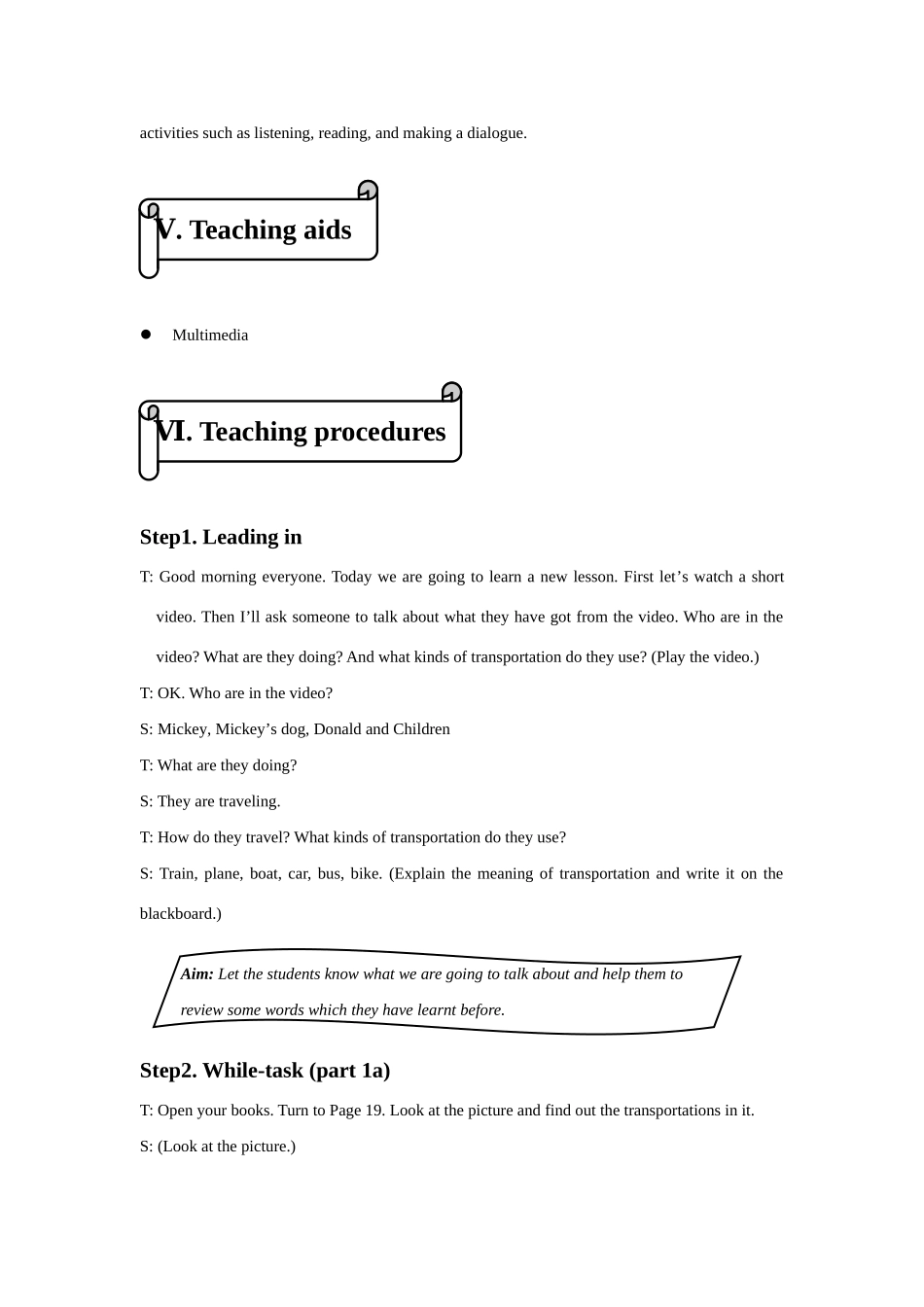 八年级英语上册 unit 7 Teaching Plan for period 1教案 人教新课标版_第3页