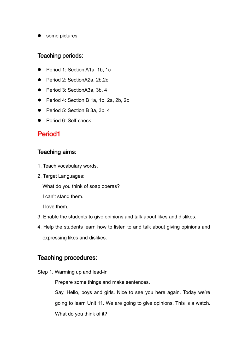 七年级英语 Unit 11 教案人教新课标版 _第2页