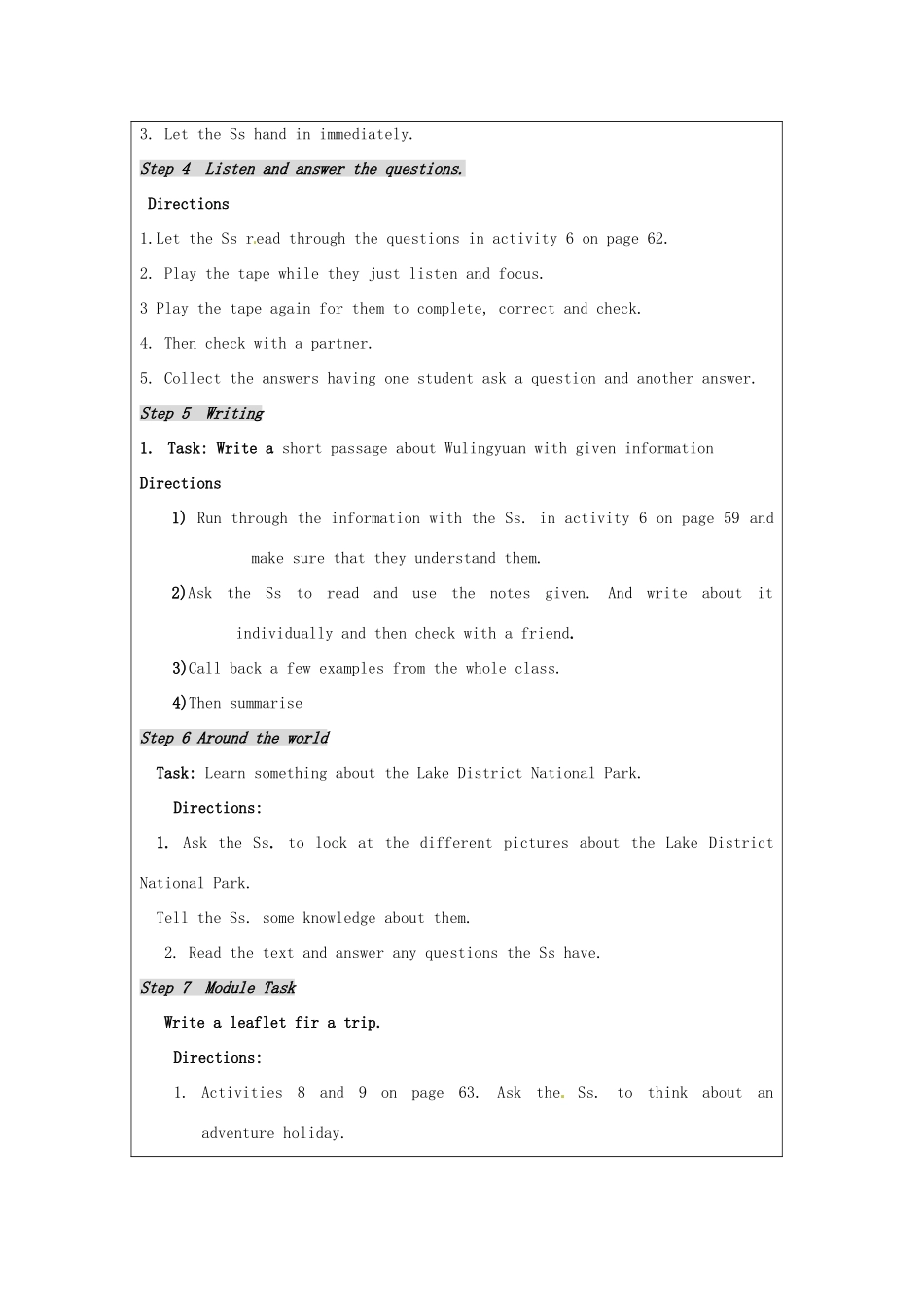 八年级英语下册 Module 7 Time off Unit 3 Language in use教学设计 外研版_第3页