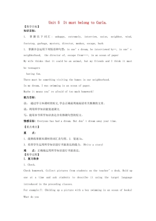 九年级英语全册 Unit5 It must belong to Carla（第4课时）教案 人教新目标版