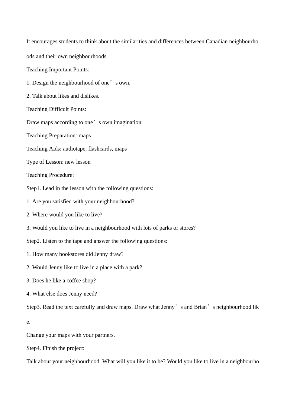 八年级英语上Unit4 My Neighbourhood教案_第3页