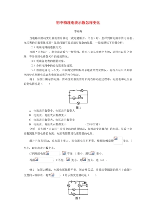 初中物理电表示数怎样变化