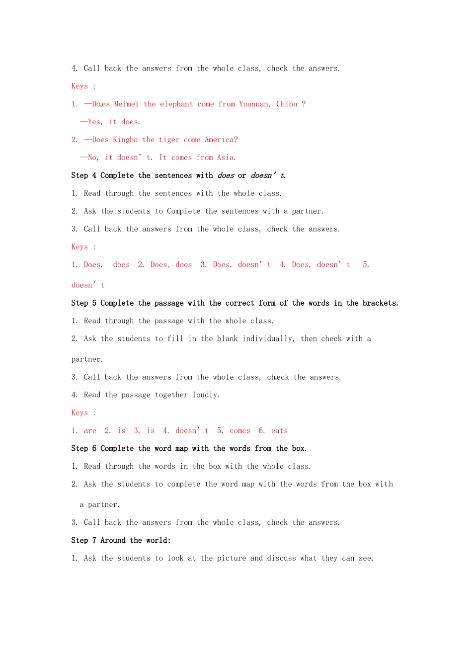 七年级英语上册 Module 6 A trip to the zoo Unit 3 Language in use教案 （新版）外研版-（新版）外研版初中七年级上册英语教案_第3页