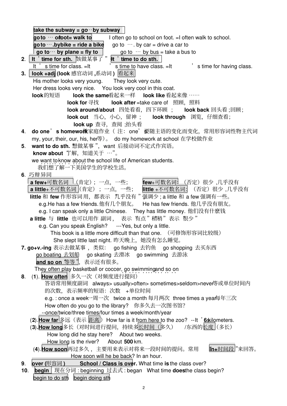 2017年仁爱英语七年级下册知识点总结打印版A4_第2页