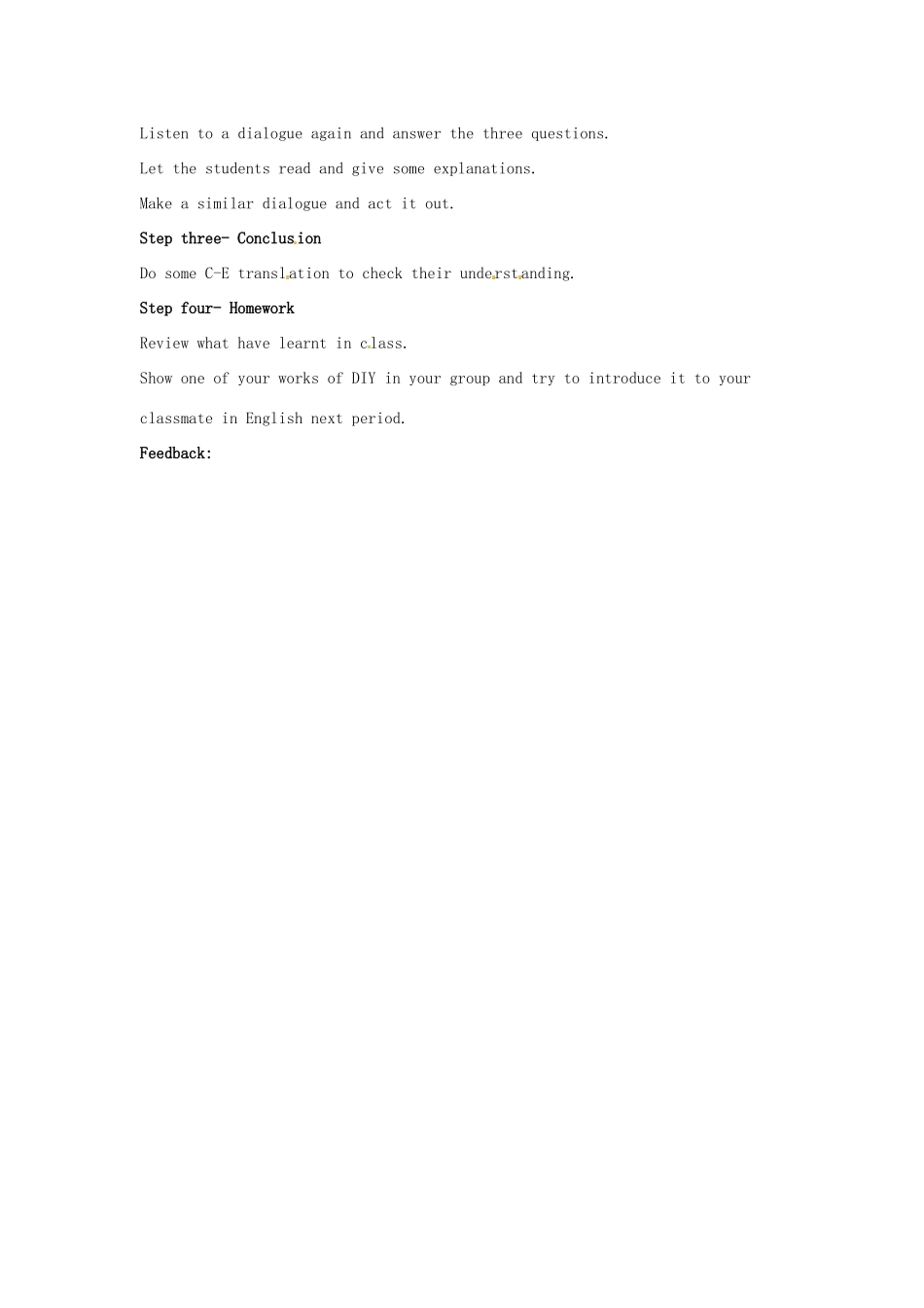 八年级英语上册 Unit 4 Do it yourself comic strip  welcome to the unit教案2 （新版）牛津版-（新版）牛津版初中八年级上册英语教案_第2页