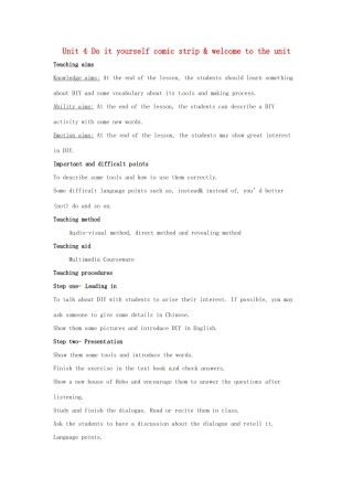 八年级英语上册 Unit 4 Do it yourself comic strip  welcome to the unit教案2 （新版）牛津版-（新版）牛津版初中八年级上册英语教案