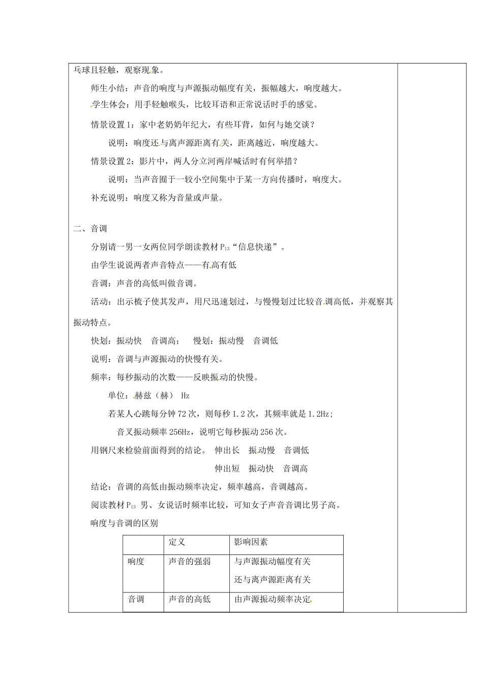 八年级物理上册 1.2 乐音的特征教案 （新版）苏科版-（新版）苏科版初中八年级上册物理教案_第2页
