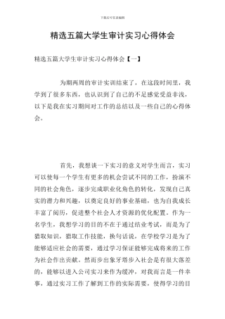 精选五篇大学生审计实习心得体会