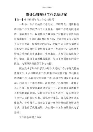 审计助理年终工作总结结尾